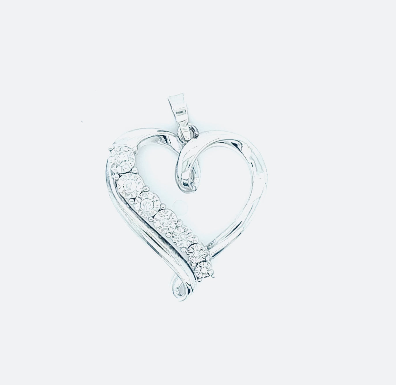 Sterling Silver with Diamond Heart Pendant
