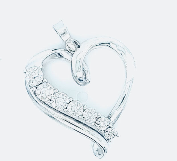 Sterling Silver with Diamond Heart Pendant