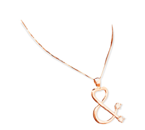 Rose 14 k gold “You & I “ the ampersand of love pendant by Gina Adams collection