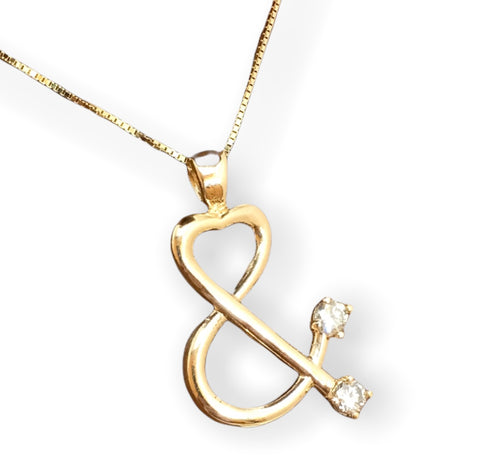 Yellow 14 k “You & I “ pendant / high polished